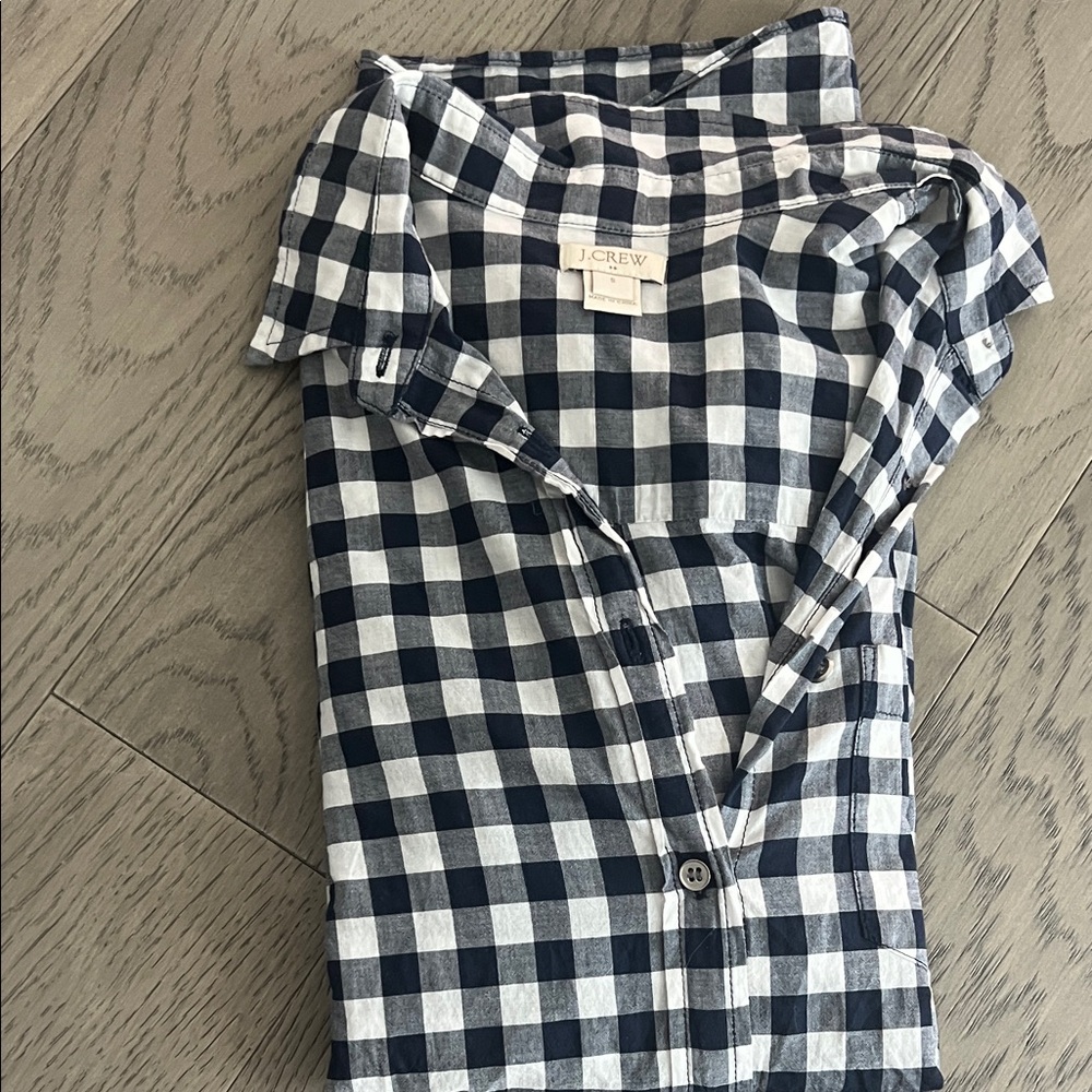 Women’s small J. Crew Navy and White Gingham Shirt